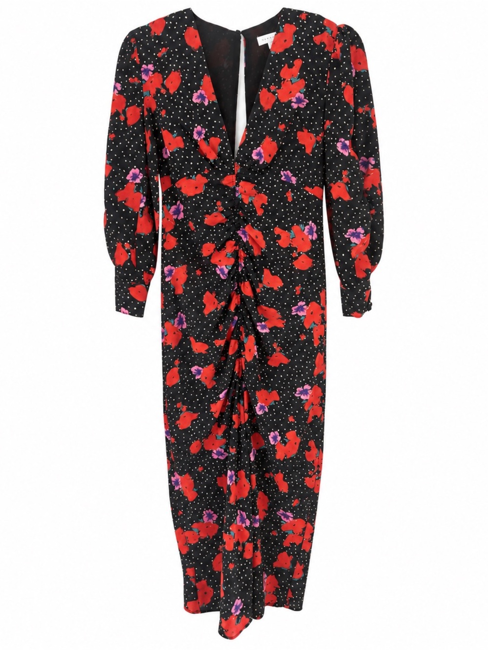 Black Floral Long-Sleeve Maxi Dress